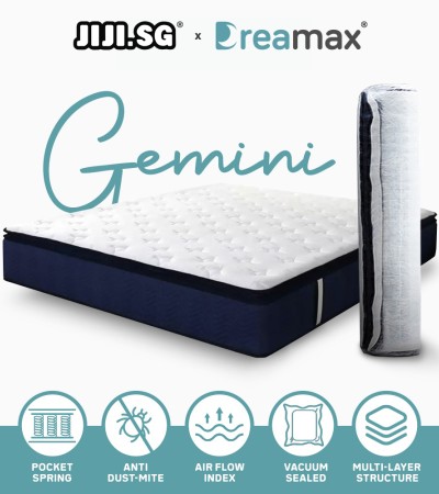 (JIJI.SG x DREAMAX)双子座弹簧床垫-10英寸/单人/单人/大号/特大号/袋装弹簧/抗菌防尘/体积大 (JIJI.SG x DREAMAX)双子座弹簧床垫-10英寸/单人/单人/大号/特大号/袋装弹簧/抗菌防尘/体积大
